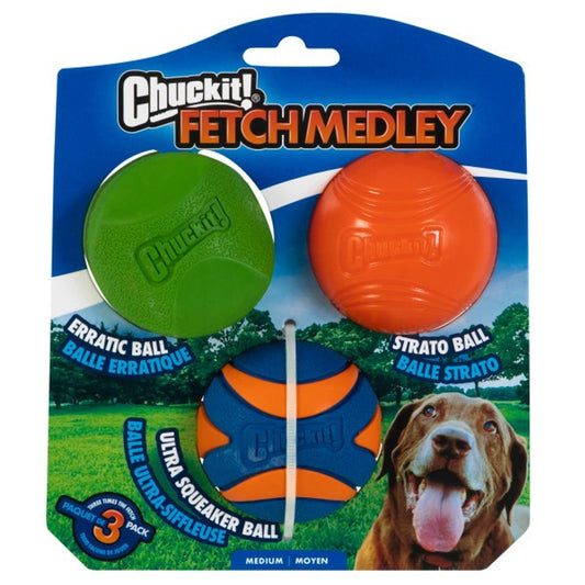 Chuckit! Fetch Medley 2 Assorted Medium 3pk 6.5cm