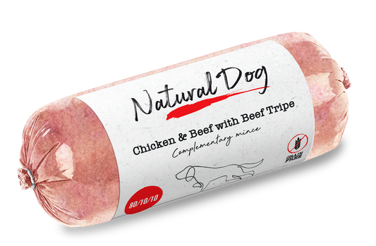Natural dog Chub- Chicken, Beef & Beef tripe 80.10.10 (500g)